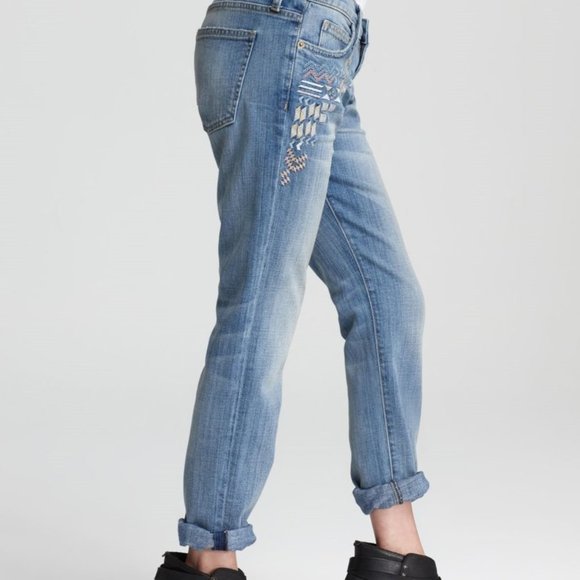 Current/Elliott Embroidered Rolled Jeans - Picture 2 of 6